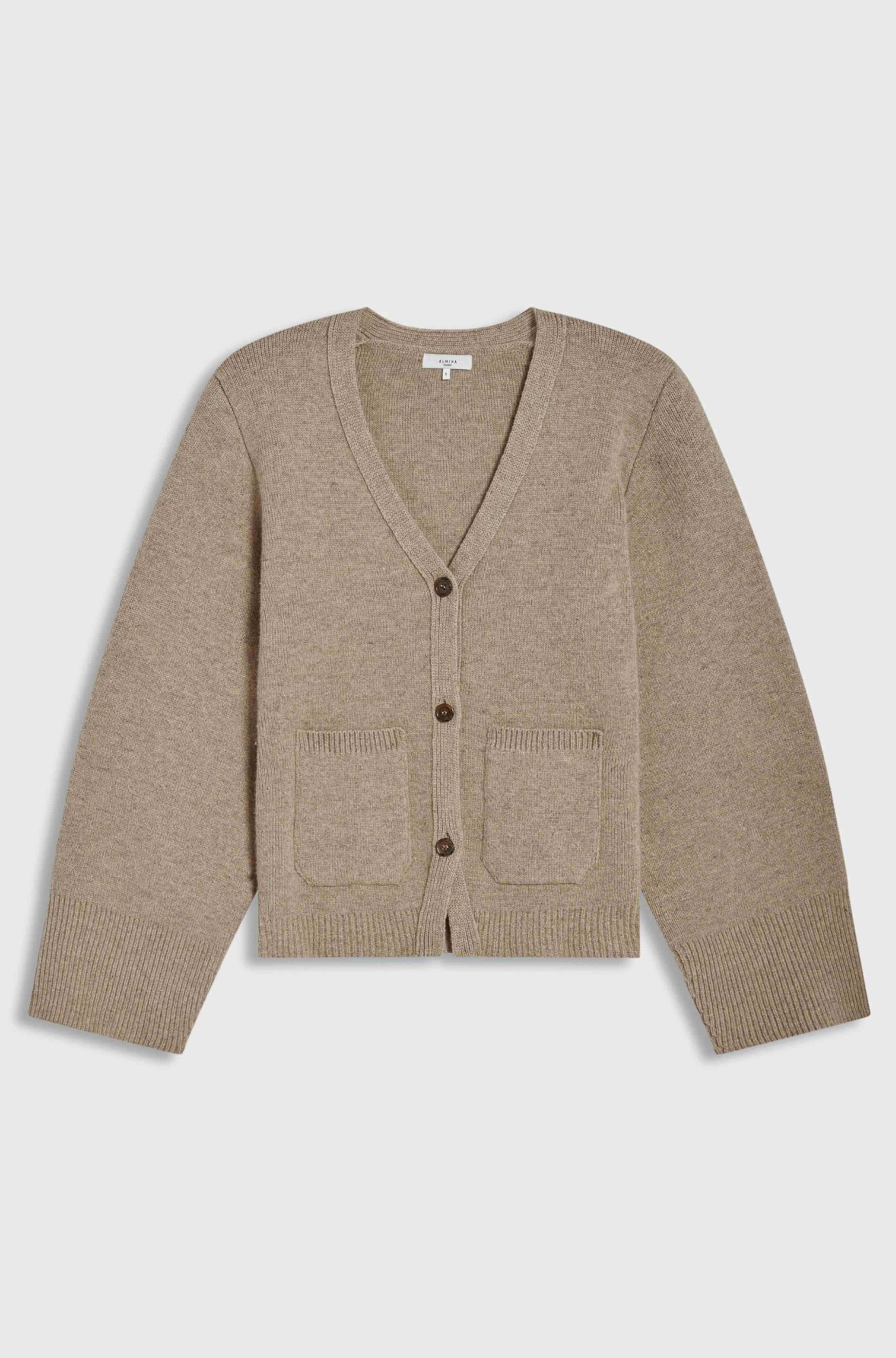 Beige cardigan on a light gray background