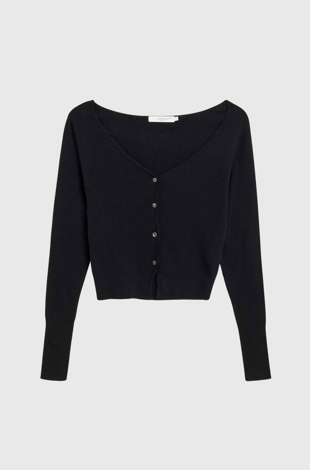 Black cardigan on a white background