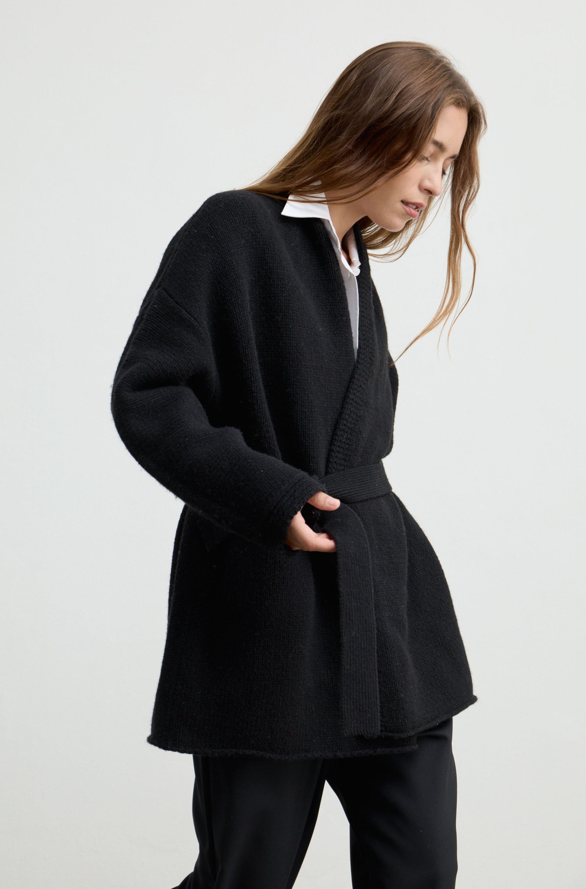 ジャケット・アウター 2022AW / ATON / CASHMERE WOOL CARDIGAN M Almina Concept - Wrap Cardigan in Black