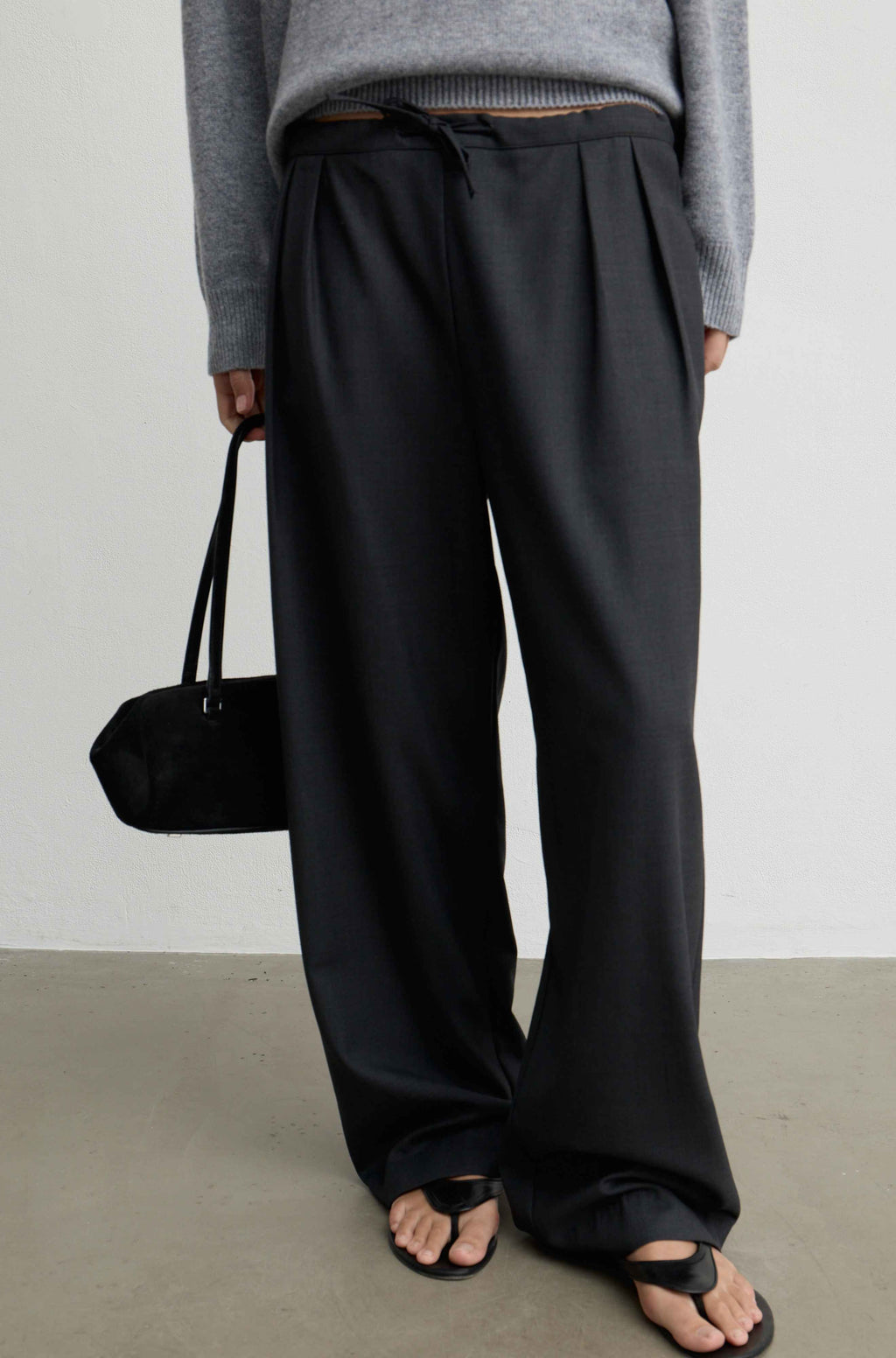 Waist Tie Wool Trousers