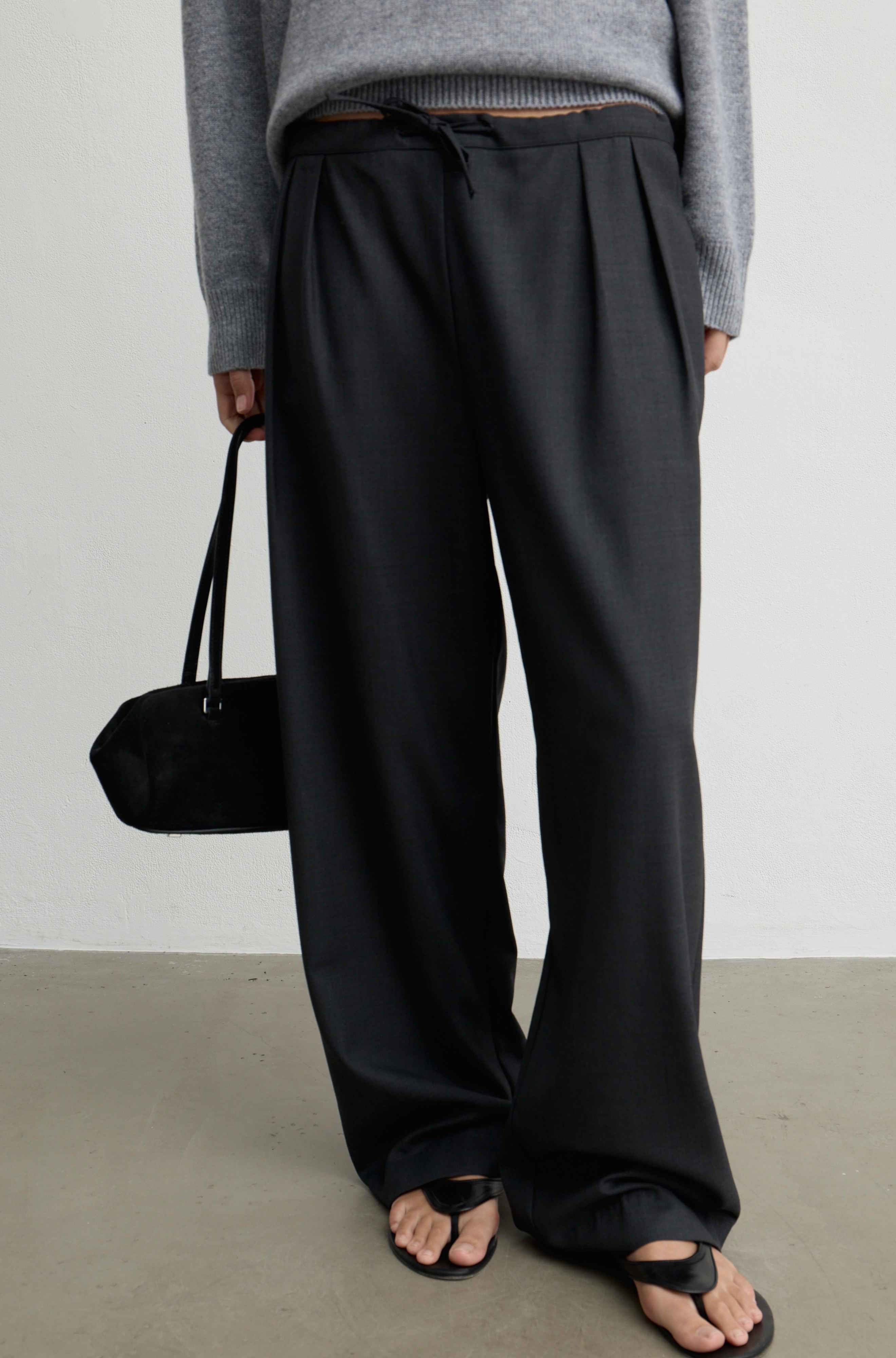 Waist Tie Wool Trousers