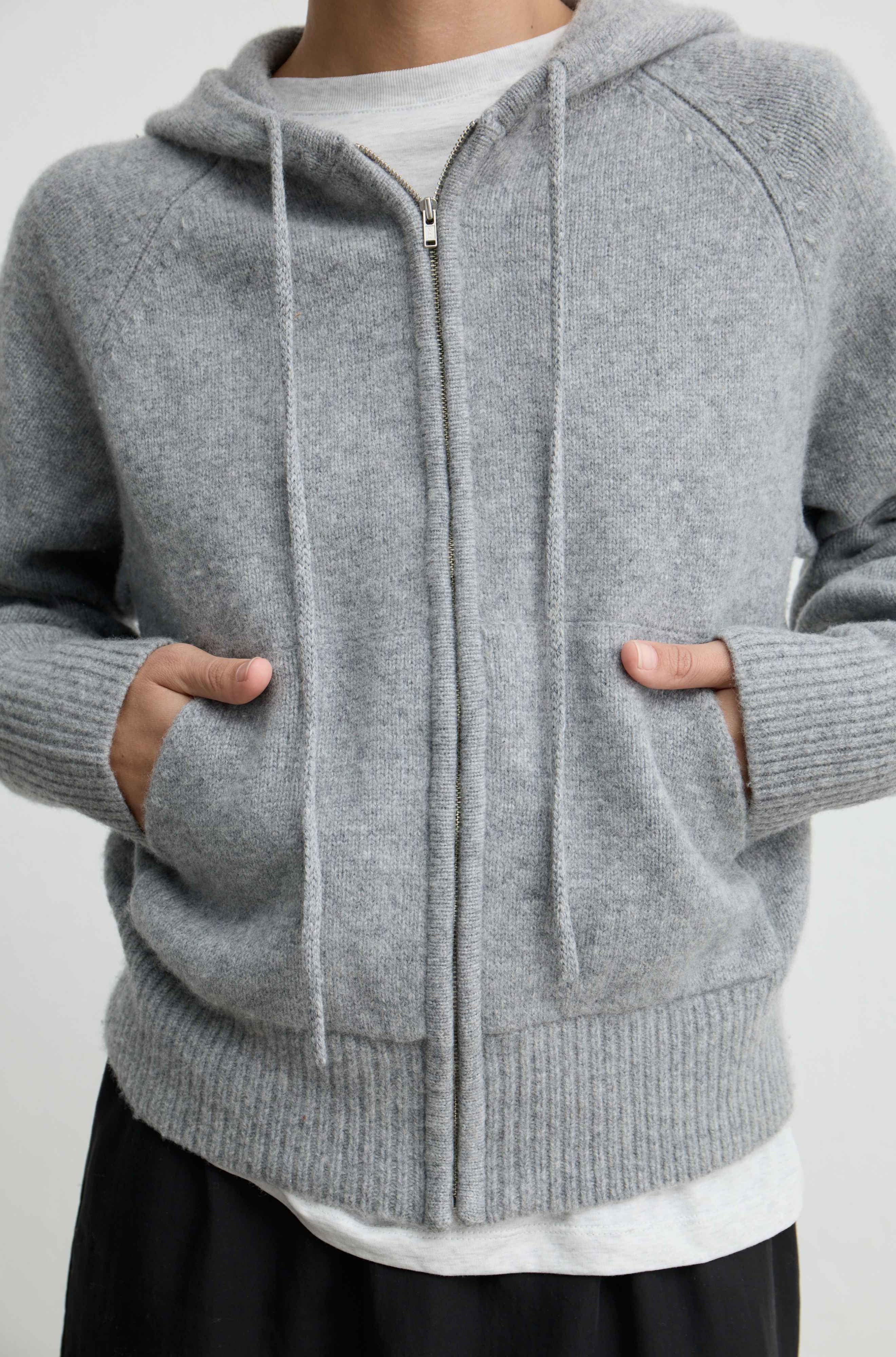 Wool Hoodie Zip Up Sweater