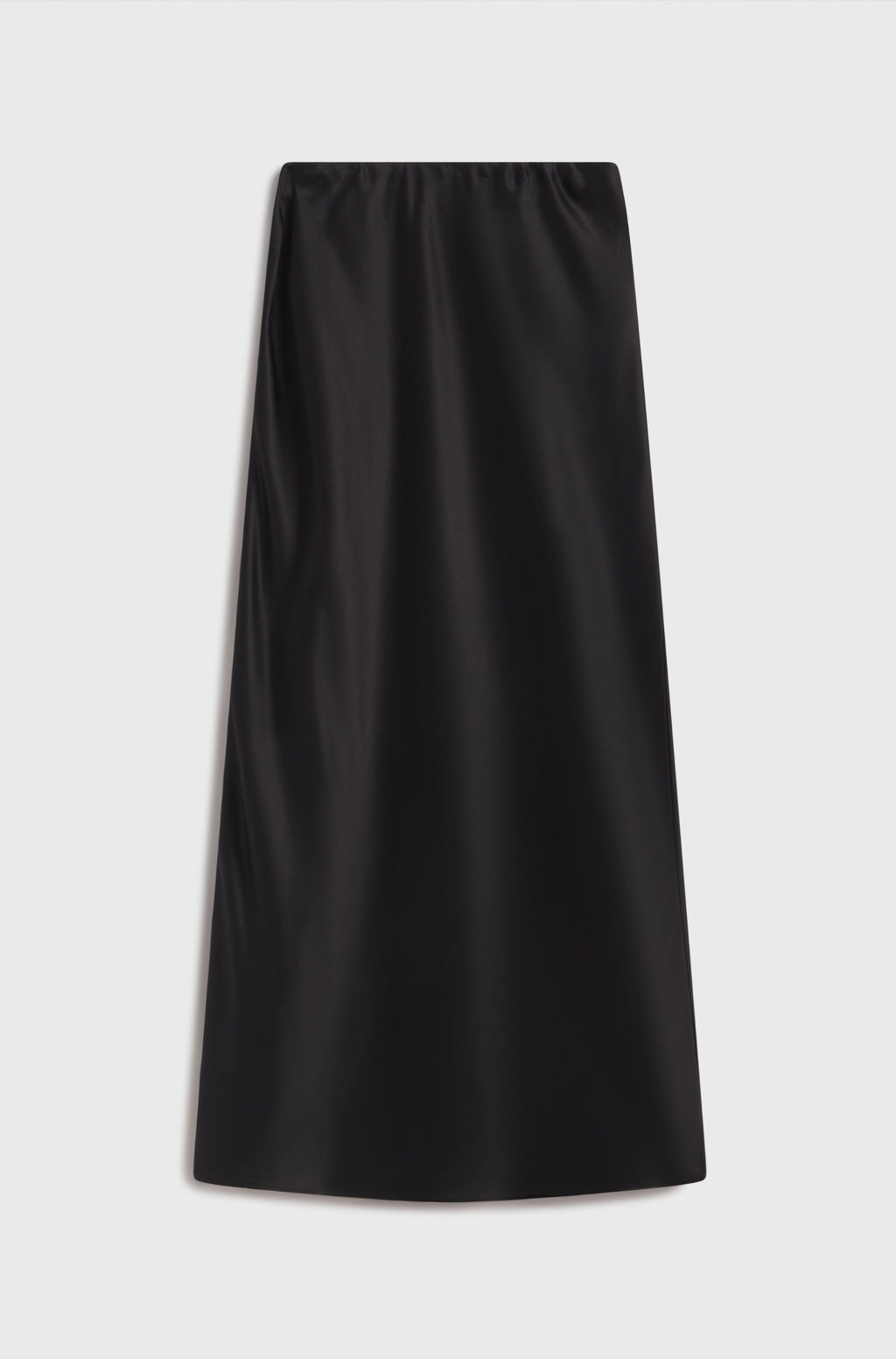Black silk skirt on a light gray background