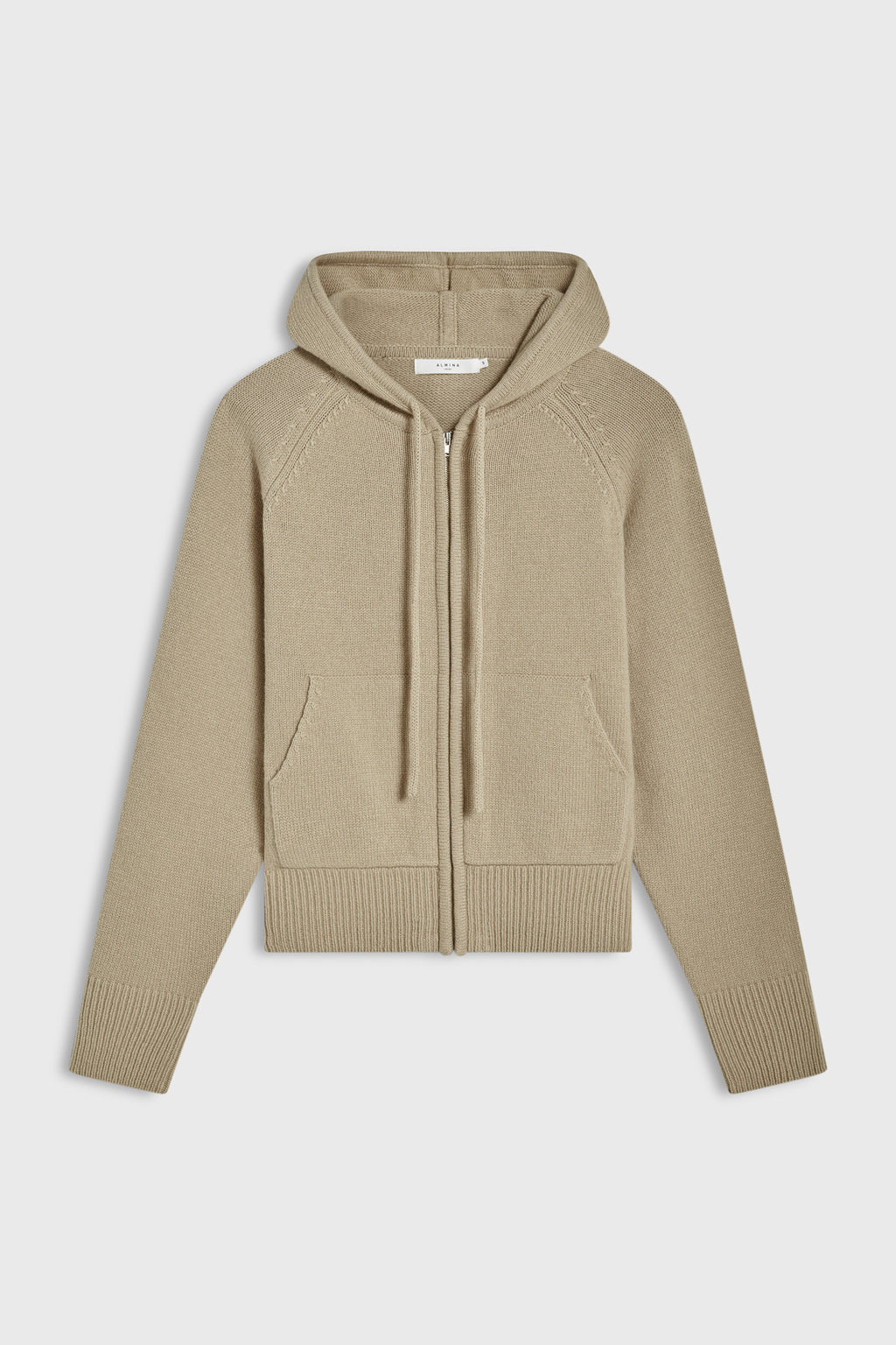 Wool Hoodie Zip Up Sweater - Almina Concept 