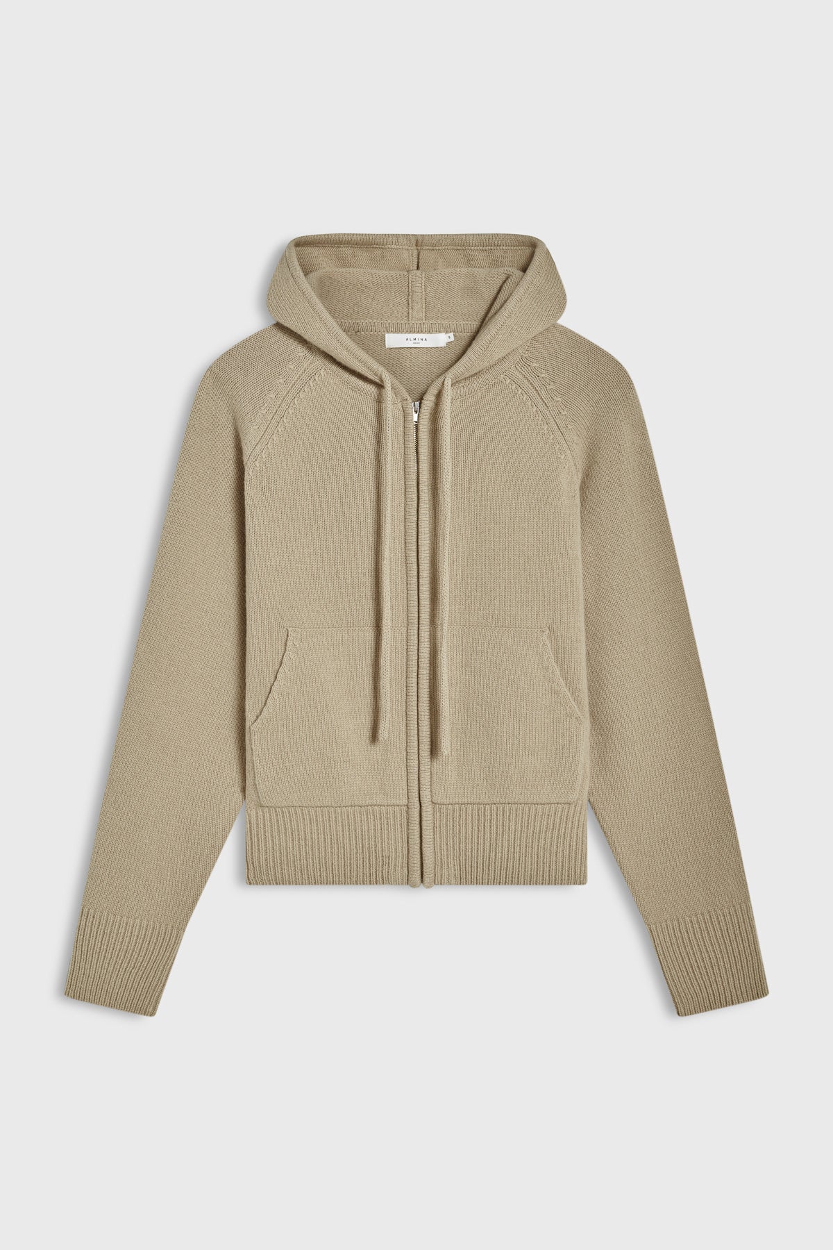 Wool Hoodie Zip Up Sweater - Almina Concept 