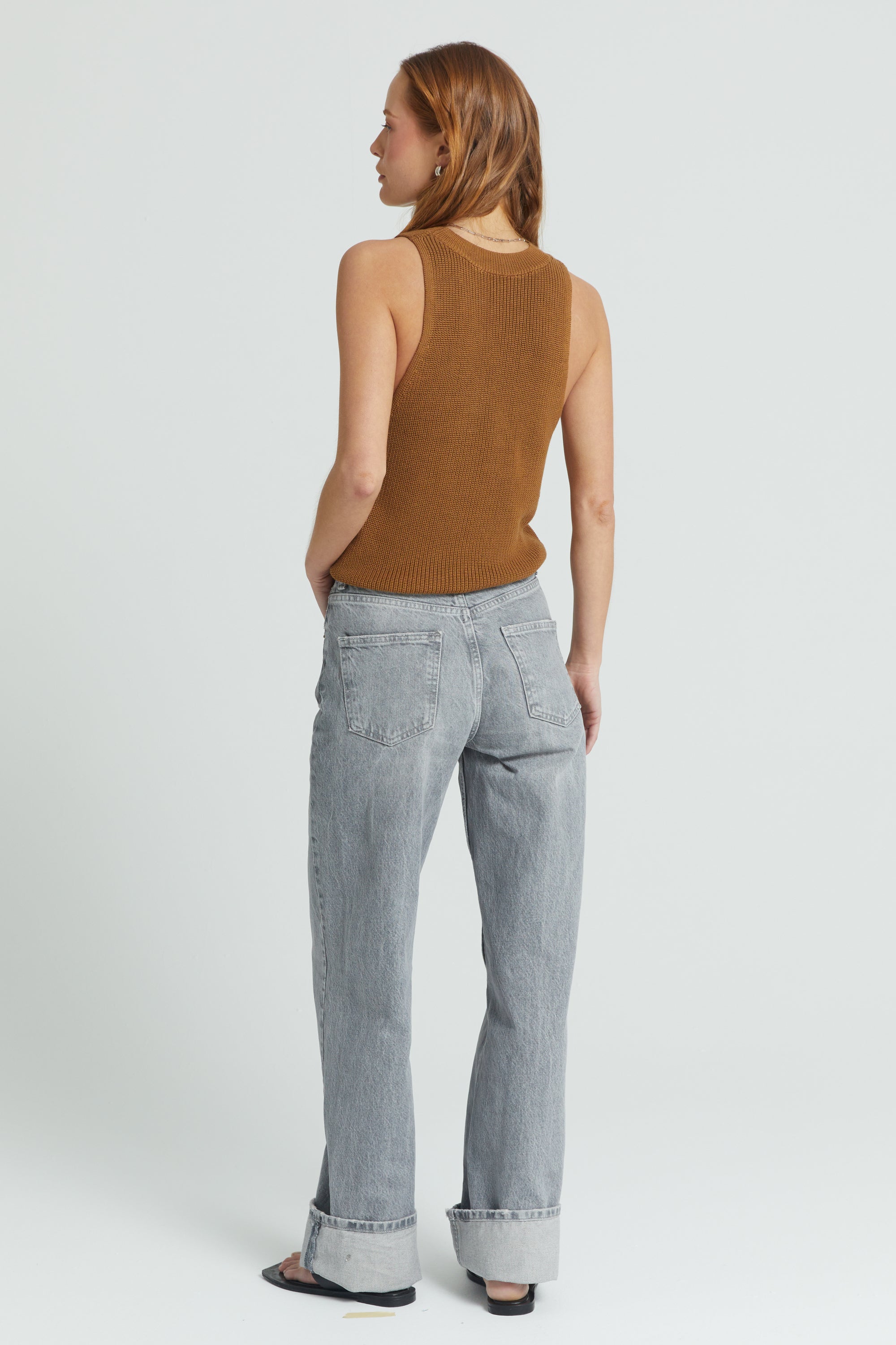 Ribbed Knit Sleeveless Top - Almina Concept 